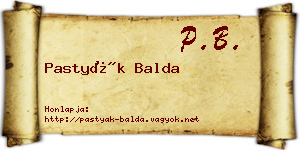 Pastyák Balda névjegykártya